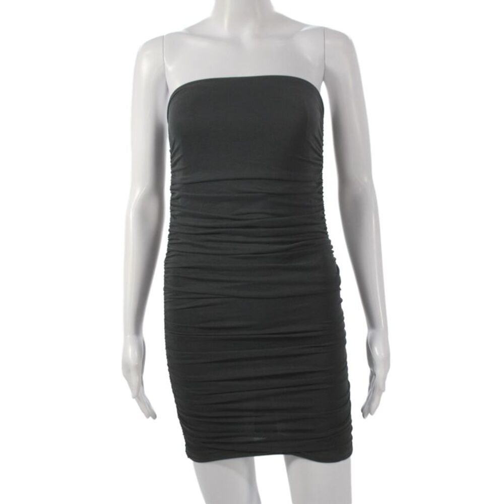 Alice + Olivia Women Bodycon Mini Dress Black Square Neck Zip Size XS